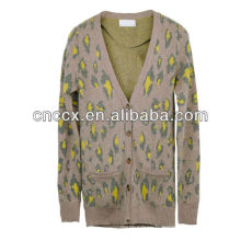 13STC5508 jacquard léopard mode dames acrylique cardigan pull